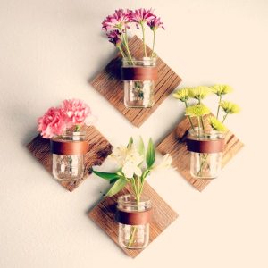décoration pot confiture-verre-suspendus-mur-vases