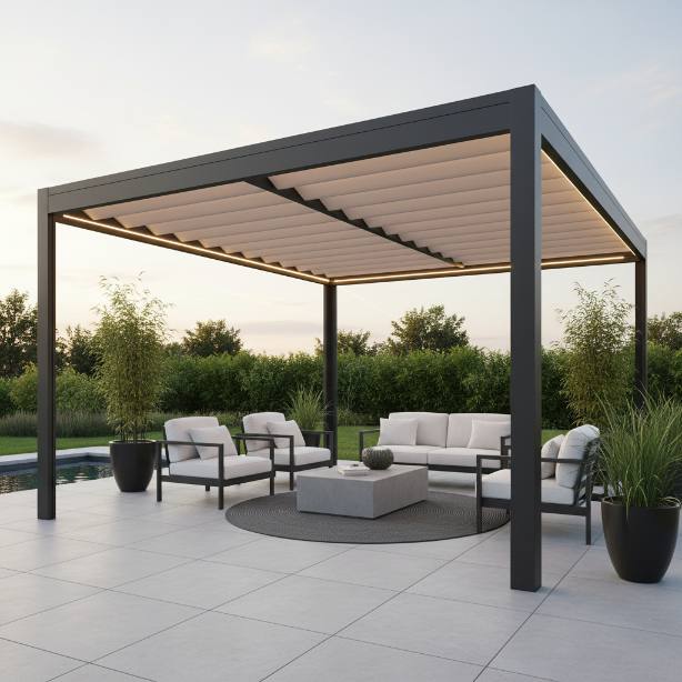 Toile en PVC pour pergolas bioclimatiques : Protégez vos espaces extérieurs toute l’année